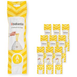Brabantia PerfectFit Affaldspose A 200 stk. 3 L, Hvid
