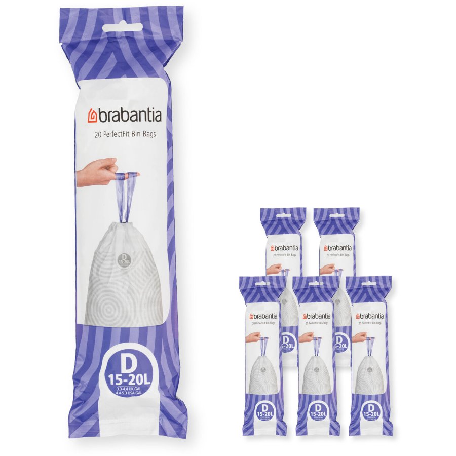 Brabantia PerfectFit Affaldspose D 120 stk. 15-20 L, Hvid