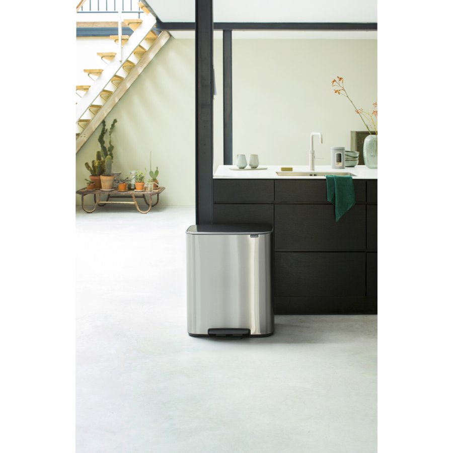 Brabantia Bo Pedalspand Fingerprint Proof m. Inderspand 60 L, Mat Stl