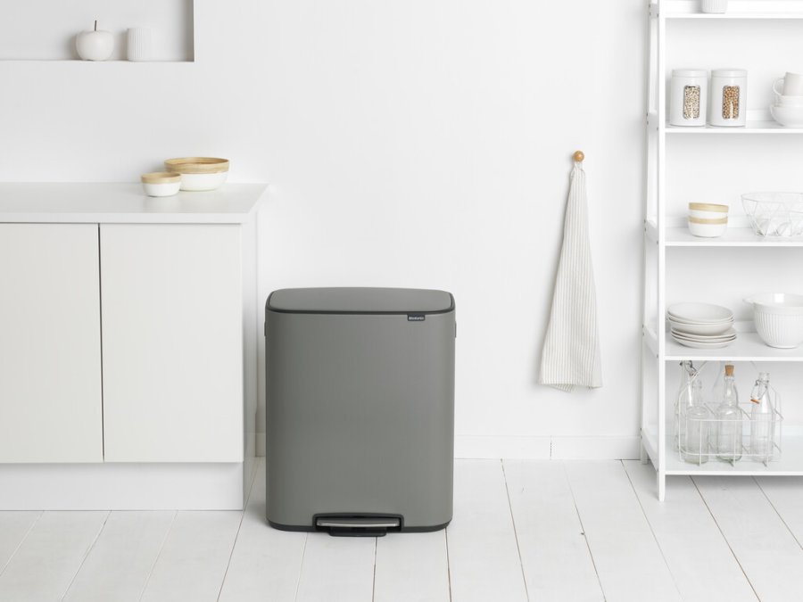 Brabantia Bo Pedalspand m. 2 Inderspande 2x30 L, Mineral Concrete Grey