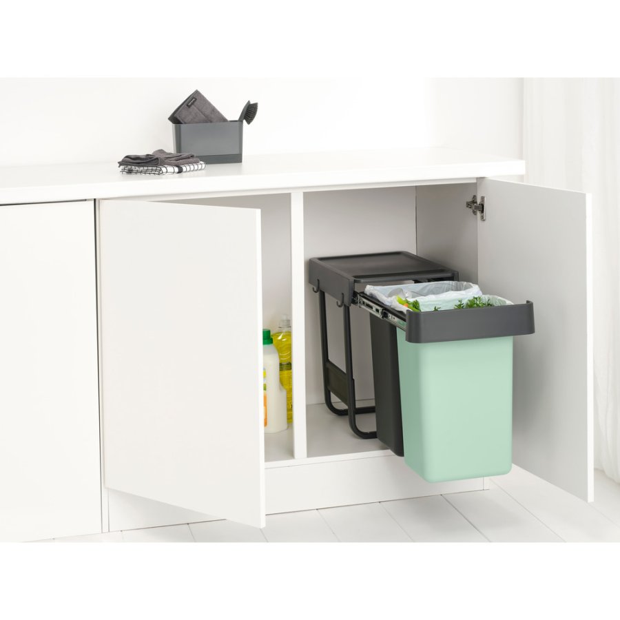 Brabantia Built in bin Sort&Go Affaldssortering Indbygningsmodul 2x15 L, Dark Grey