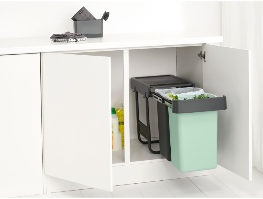 Brabantia Built in bin Sort&Go Affaldssortering Indbygningsmodul 2x15 L, Dark Grey