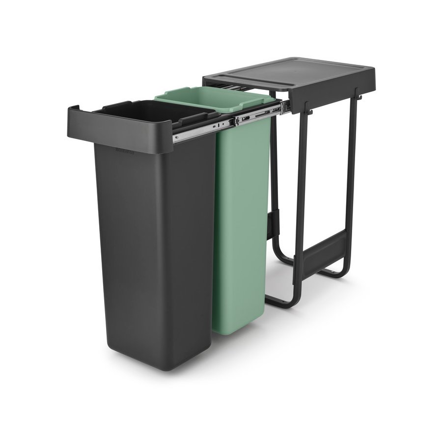 Brabantia Built in bin Sort&Go Affaldssortering Indbygningsmodul 2x30 L, Dark Grey