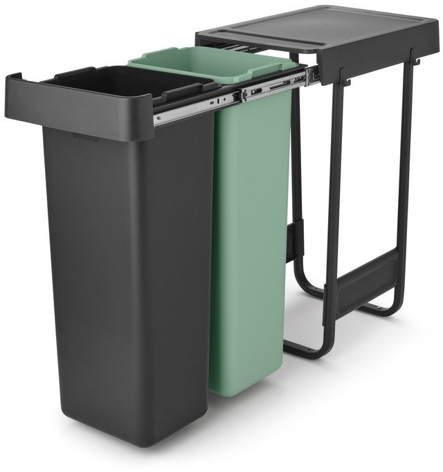 Brabantia Built in bin Sort&Go Affaldssortering Indbygningsmodul 2x30 L, Dark Grey