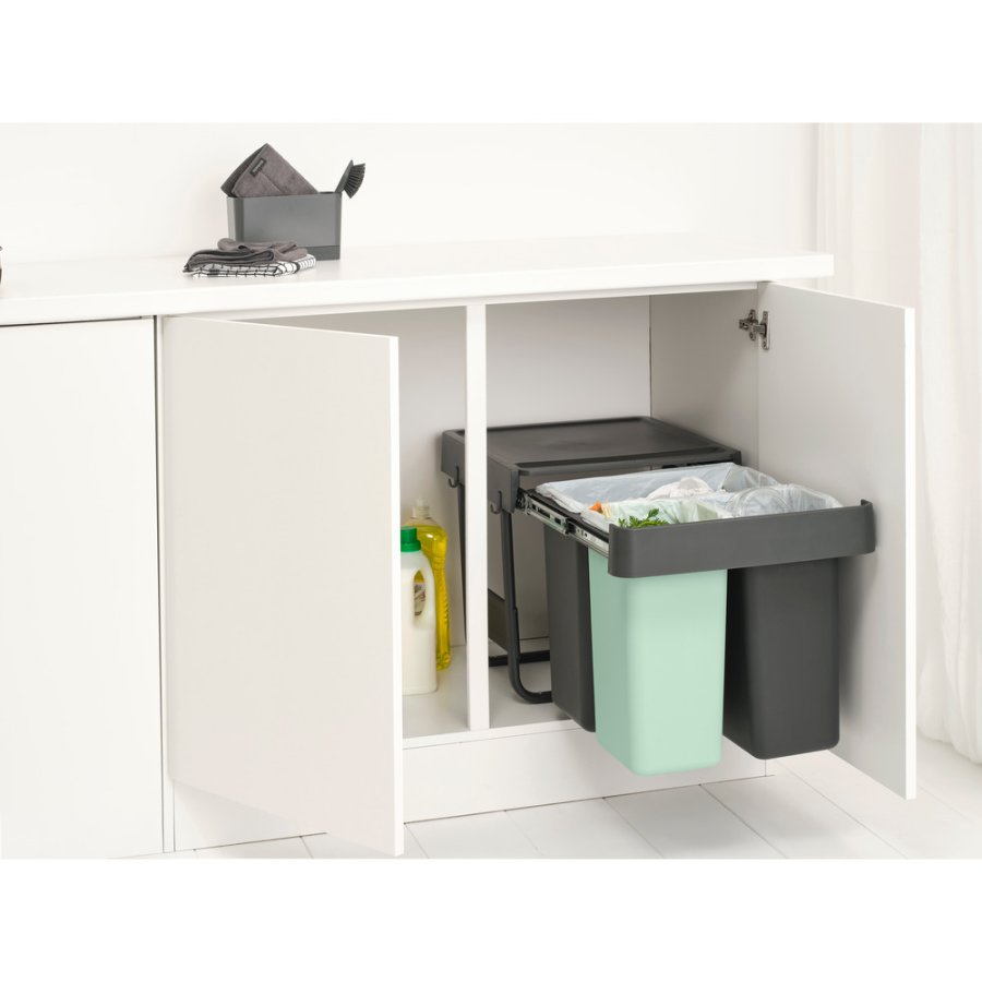 Brabantia Built in bin Sort&Go Affaldssortering Indbygningsmodul 10+10+20 L, Dark Grey