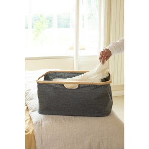 Brabantia Vasketøjskurv m. Bambuskant Foldbar 40 L, Pepper Black