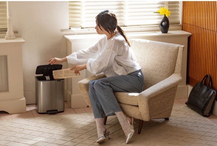 Brabantia Bo Pedalspand Fingerprint Proof 12 L, Mat Stl