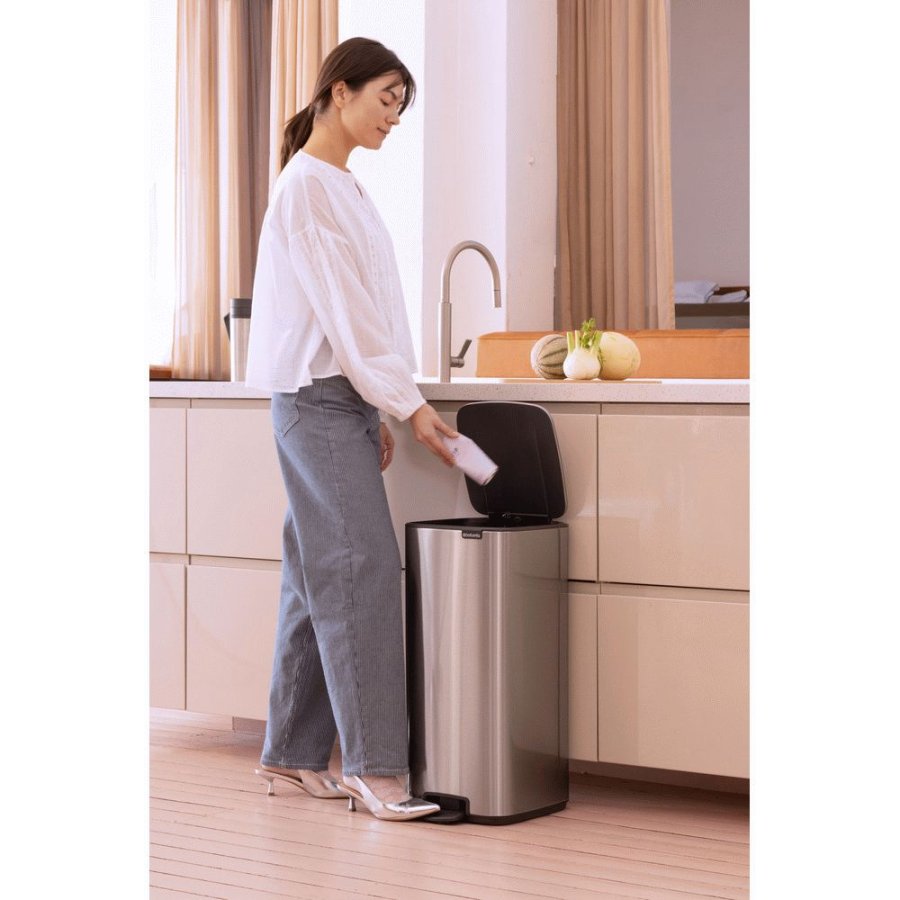 Brabantia Bo Pedalspand Fingerprint Proof 30 L, Mat Stl