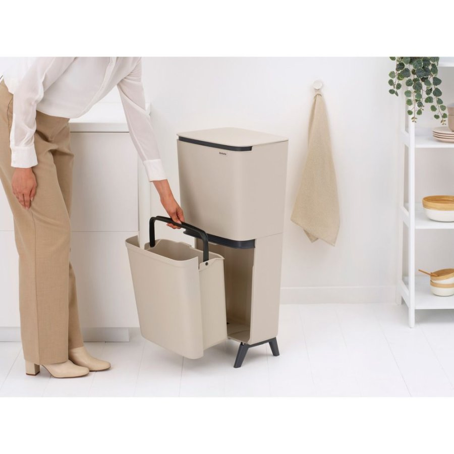 Brabantia SortUp Abfalltrennungseimer 10+10+25 L, Soft Beige