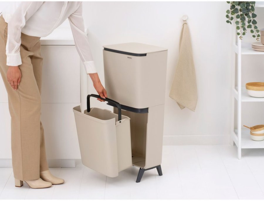 Brabantia SortUp Abfalltrennungseimer 10+10+25 L, Soft Beige