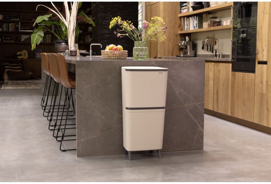 Brabantia SortUp Abfalltrennungseimer 10+10+25 L, Soft Beige