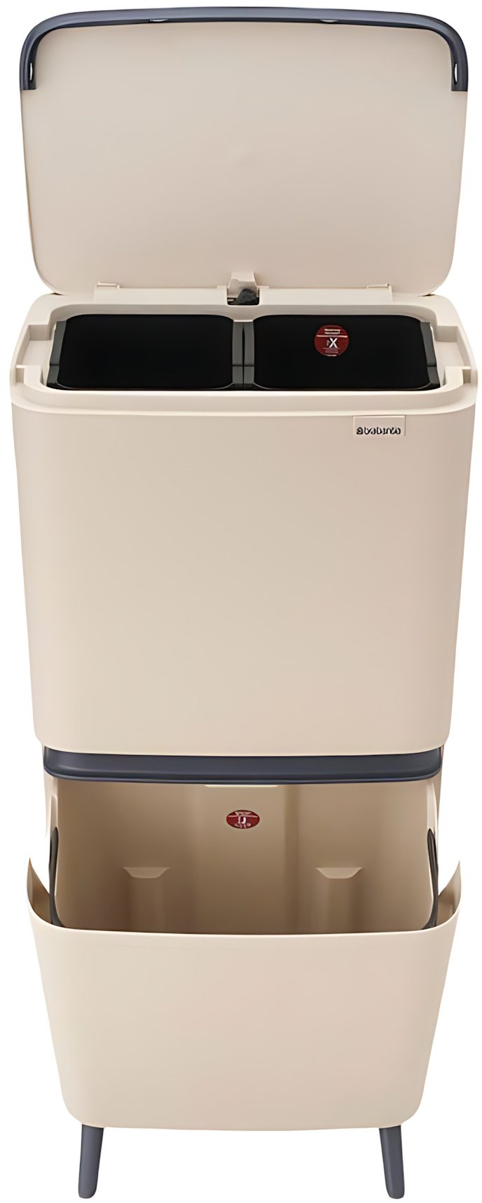 Brabantia SortUp Abfalltrennungseimer 10+10+25 L, Soft Beige