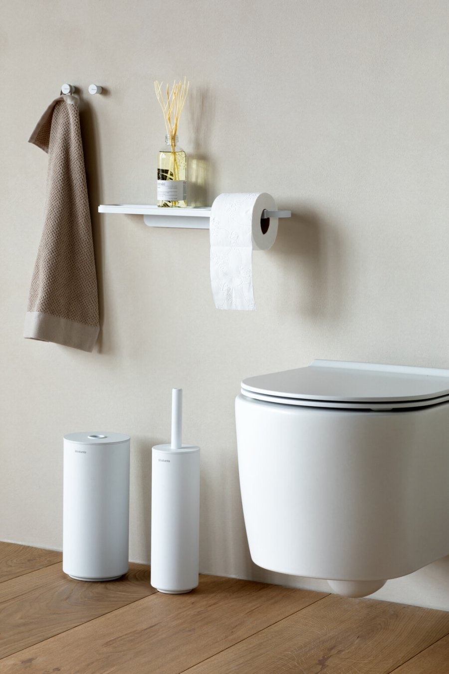 Brabantia Mindset Toiletbrste m. Holder m. Silikonebrste, Mineral Fresh White