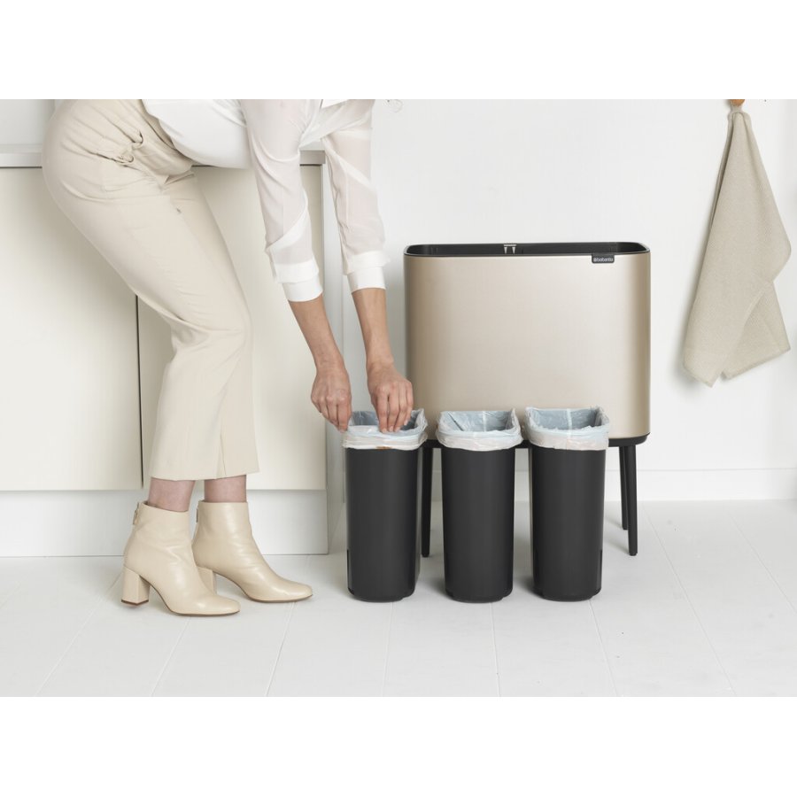 Brabantia Bo Touch Affaldsspand 3x11 L, Metallic Gold