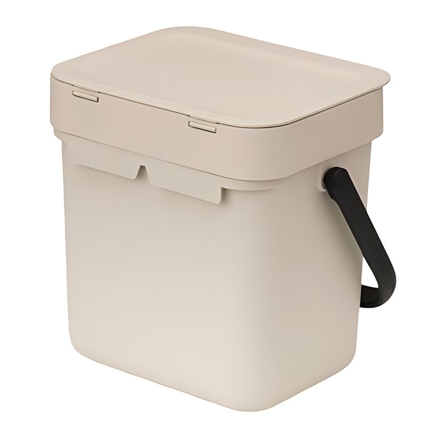 Brabantia Sort & Go Afvalemmer met Deksel 3 L, Soft Beige