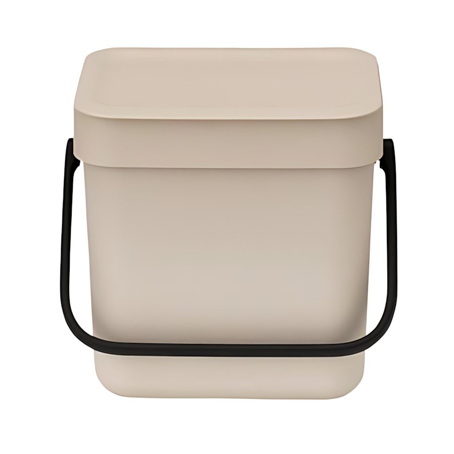 Brabantia Sort & Go Afvalemmer met Deksel 3 L, Soft Beige