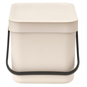 Brabantia Sort & Go Afvalemmer met Deksel 6 L, Soft Beige