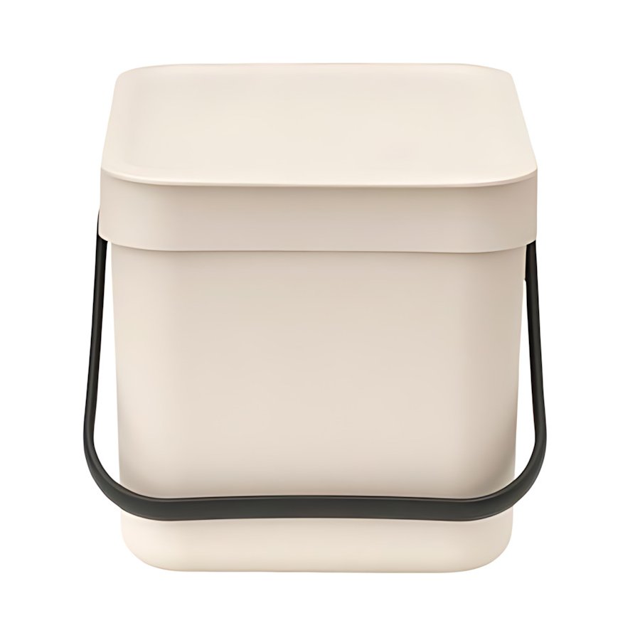 Brabantia Sort & Go Afvalemmer met Deksel 6 L, Soft Beige