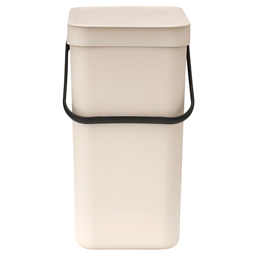 Brabantia Sort & Go Afvalemmer met Deksel 12 L, Soft Beige