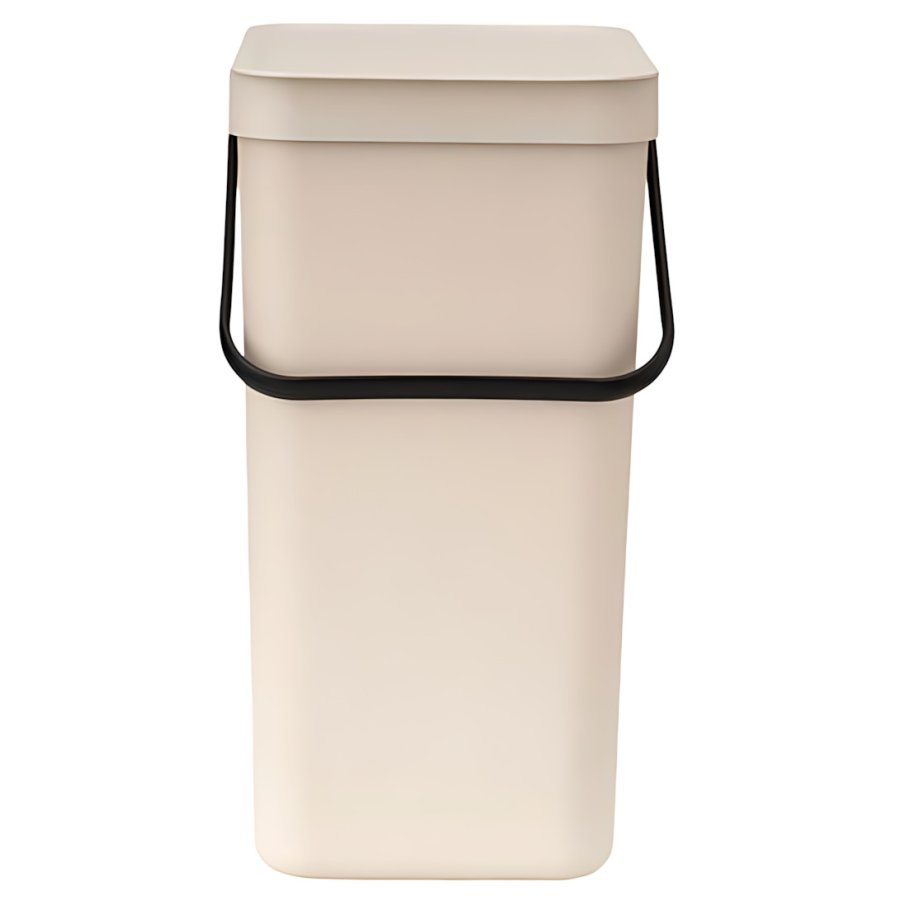 Brabantia Sort & Go Afvalemmer met Deksel 16 L, Soft Beige