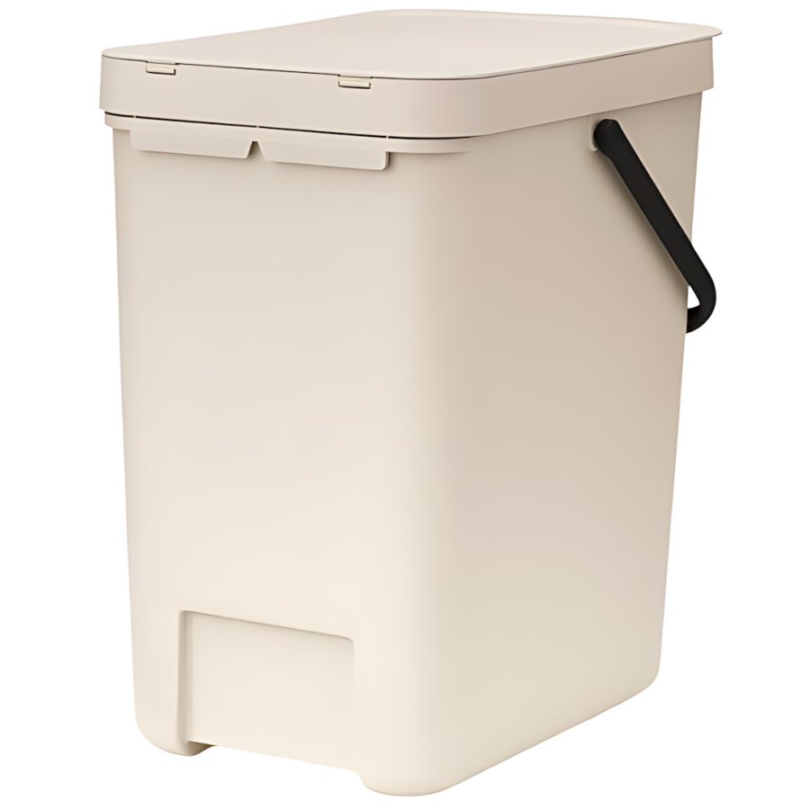 Brabantia Sort & Go Afvalemmer met Deksel 25 L, Soft Beige