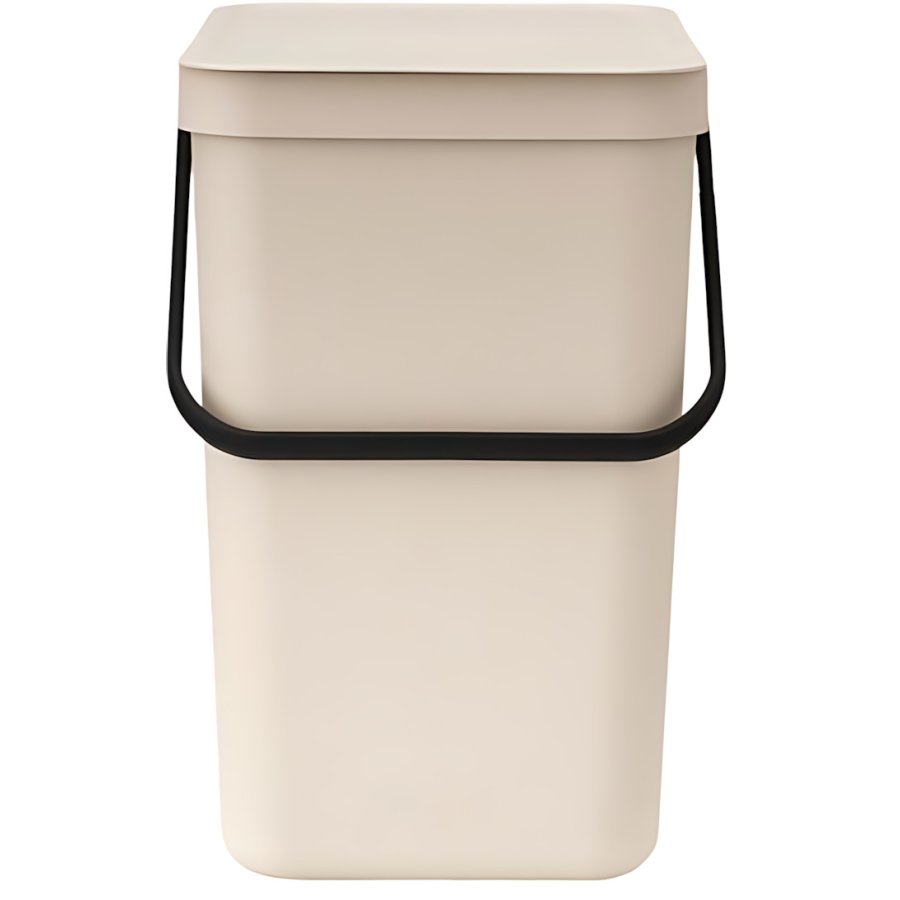 Brabantia Sort & Go Afvalemmer met Deksel 25 L, Soft Beige