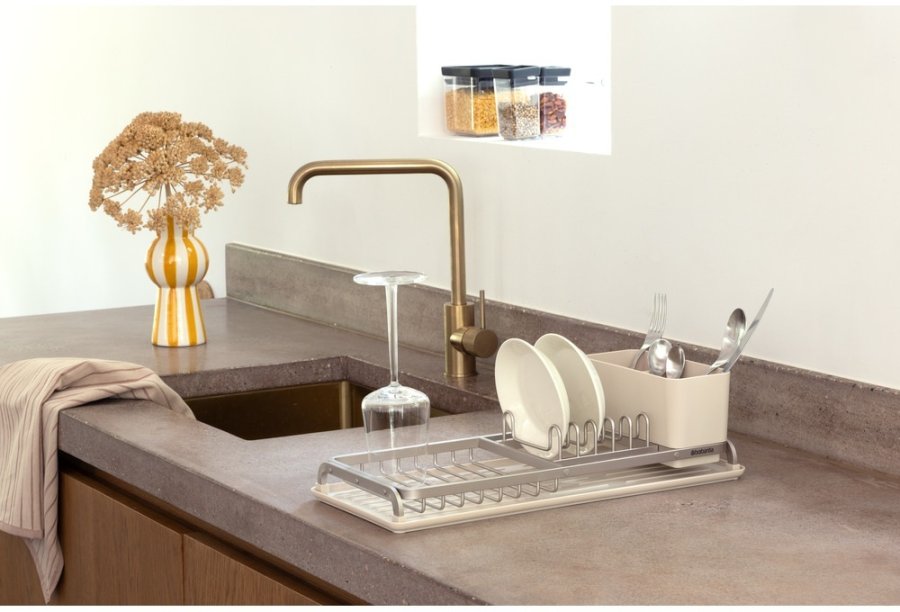 Brabantia Opvaskestativ m. Bakke 46,3x20 cm, Soft Beige
