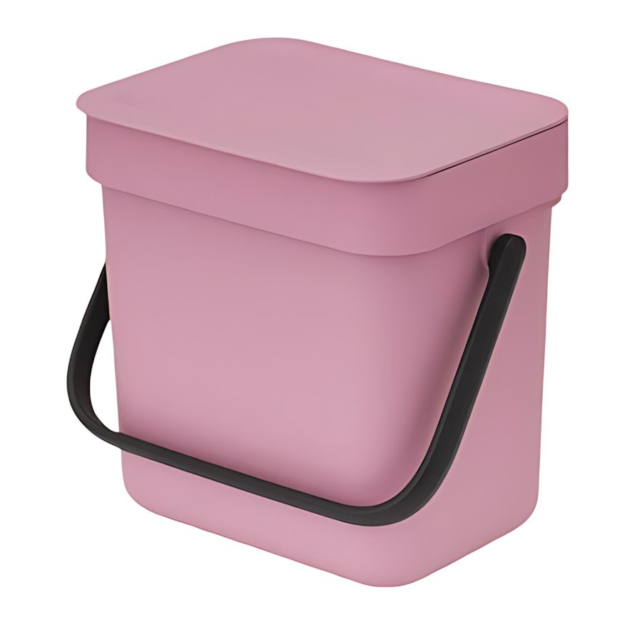 Brabantia Sort & Go Afvalemmer met Deksel 3 L, Lilac Pink