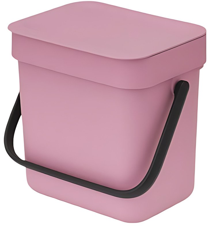 Brabantia Sort & Go Afvalemmer met Deksel 3 L, Lilac Pink