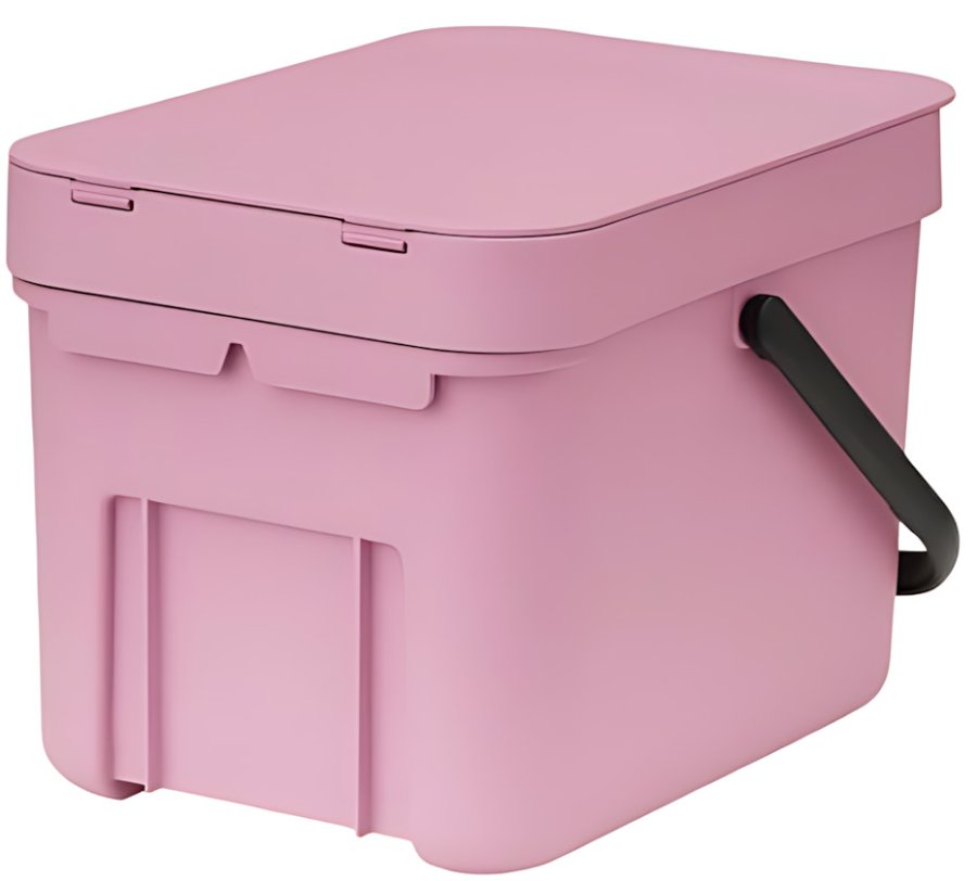 Brabantia Sort & Go Afvalemmer met Deksel 6 L, Lilac Pink