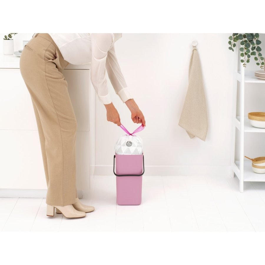 Brabantia Sort & Go Afvalemmer met Deksel 12 L, Lilac Pink