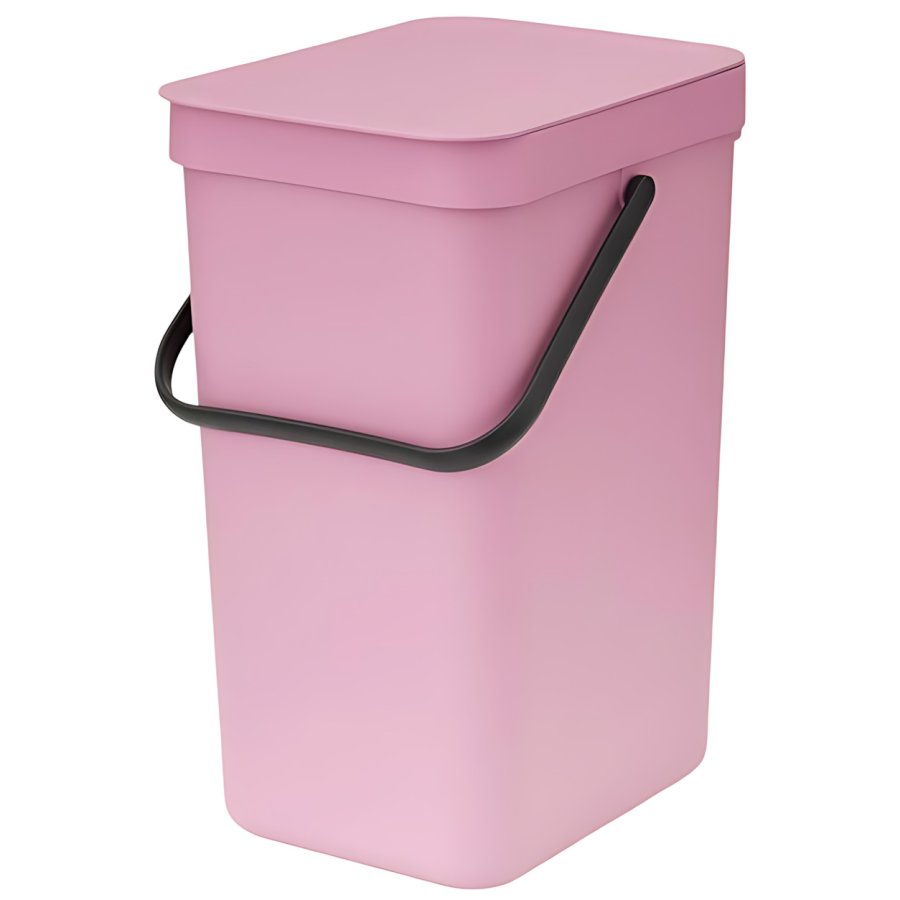 Brabantia Sort & Go Afvalemmer met Deksel 12 L, Lilac Pink