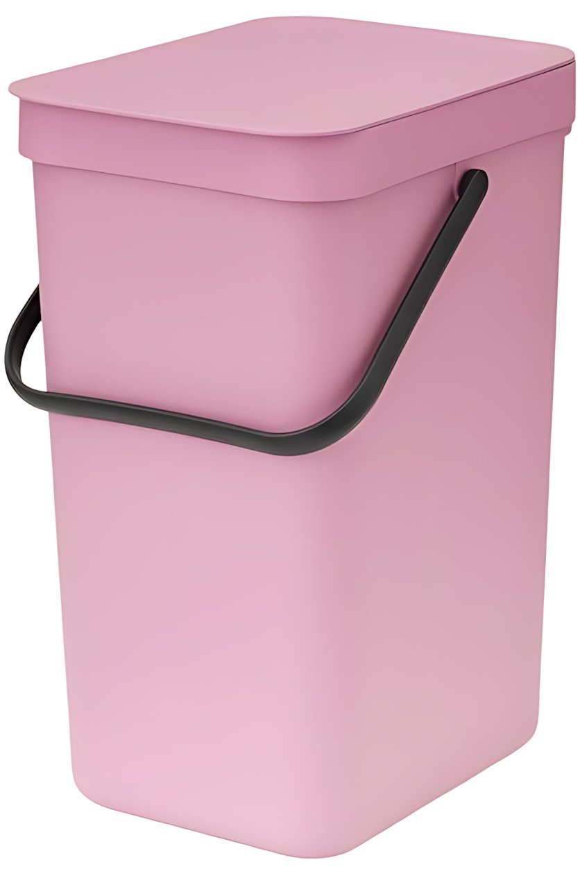 Brabantia Sort & Go Afvalemmer met Deksel 12 L, Lilac Pink