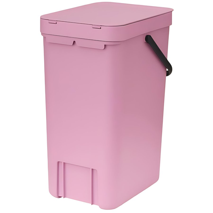 Brabantia Sort & Go Afvalemmer met Deksel 16 L, Lilac Pink