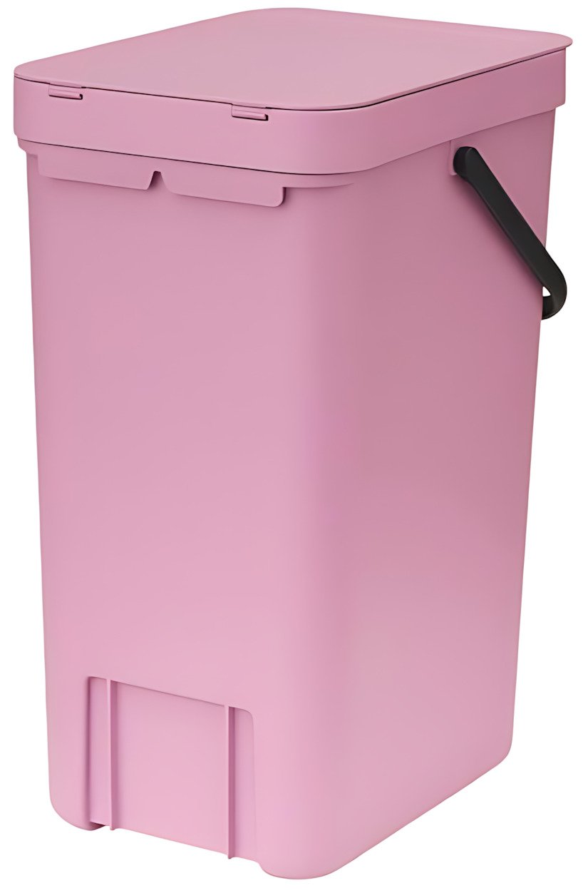 Brabantia Sort & Go Afvalemmer met Deksel 16 L, Lilac Pink