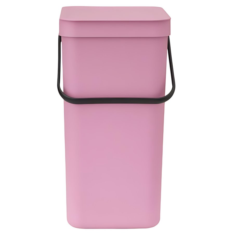 Brabantia Sort & Go Afvalemmer met Deksel 16 L, Lilac Pink