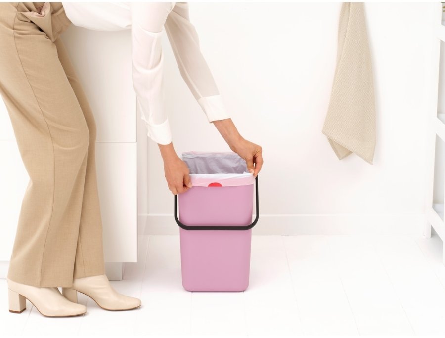 Brabantia Sort & Go Afvalemmer met Deksel 25 L, Lilac Pink