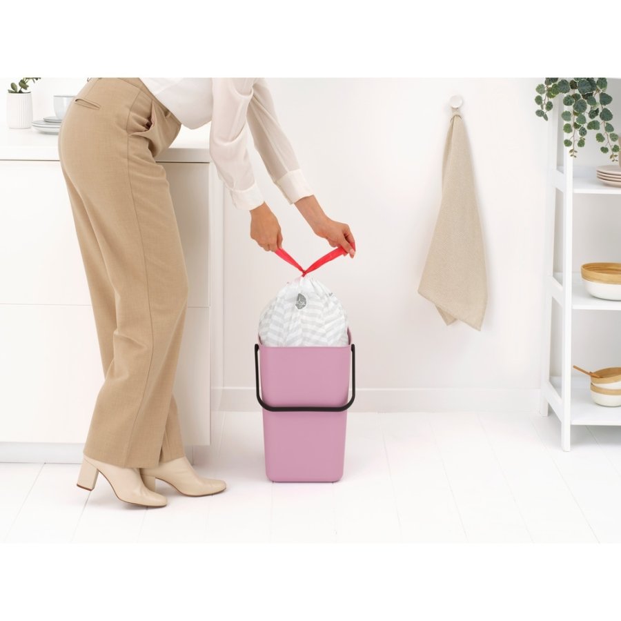 Brabantia Sort & Go Afvalemmer met Deksel 25 L, Lilac Pink
