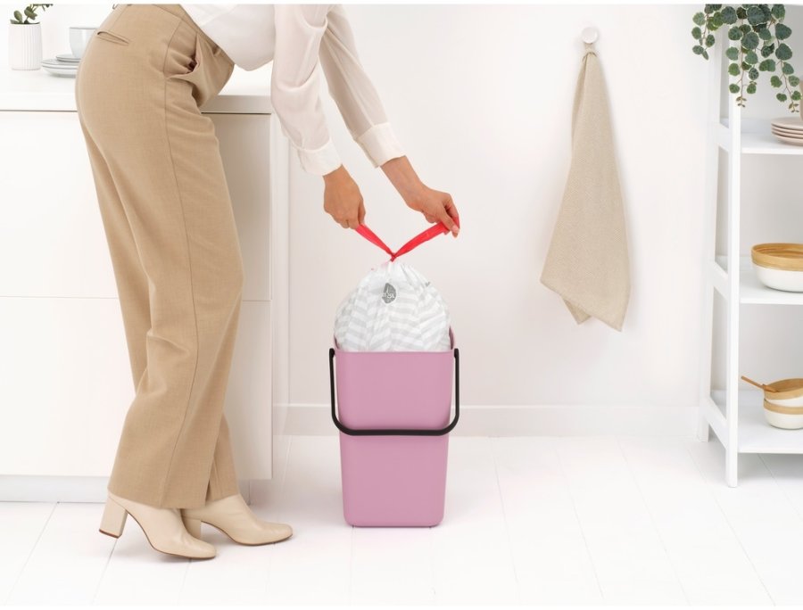Brabantia Sort & Go Afvalemmer met Deksel 25 L, Lilac Pink