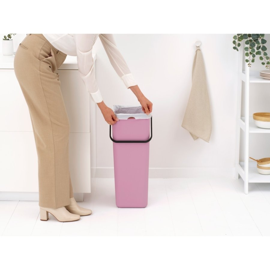Brabantia Sort & Go Afvalemmer met Deksel 40 L, Lilac Pink