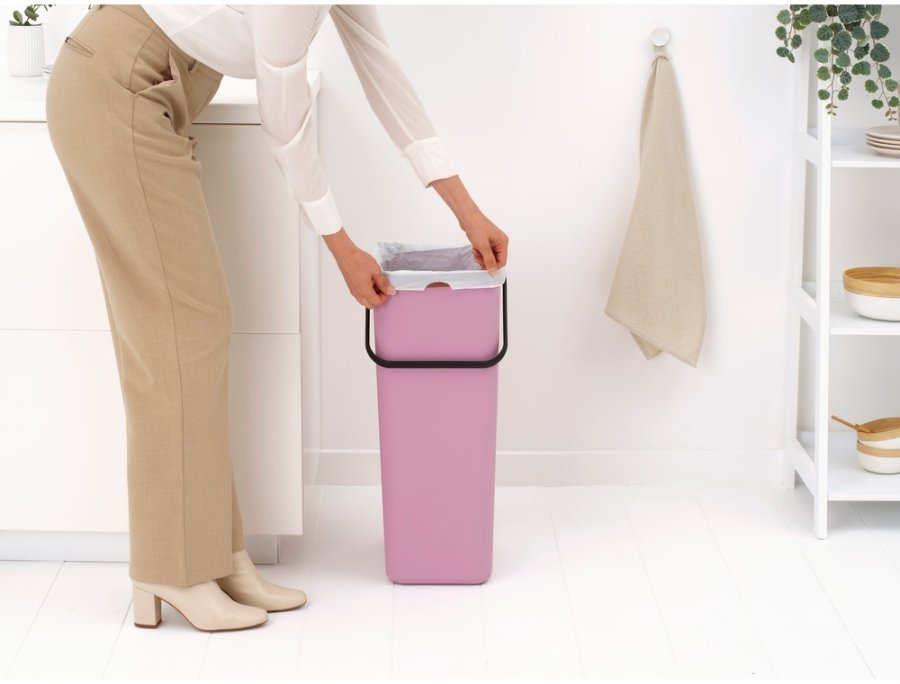 Brabantia Sort & Go Afvalemmer met Deksel 40 L, Lilac Pink