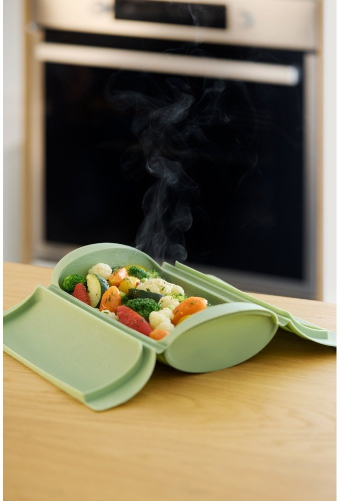 L&eacute;ku&eacute; Microwave Dampkoger 26x13,5 cm, Gr�n