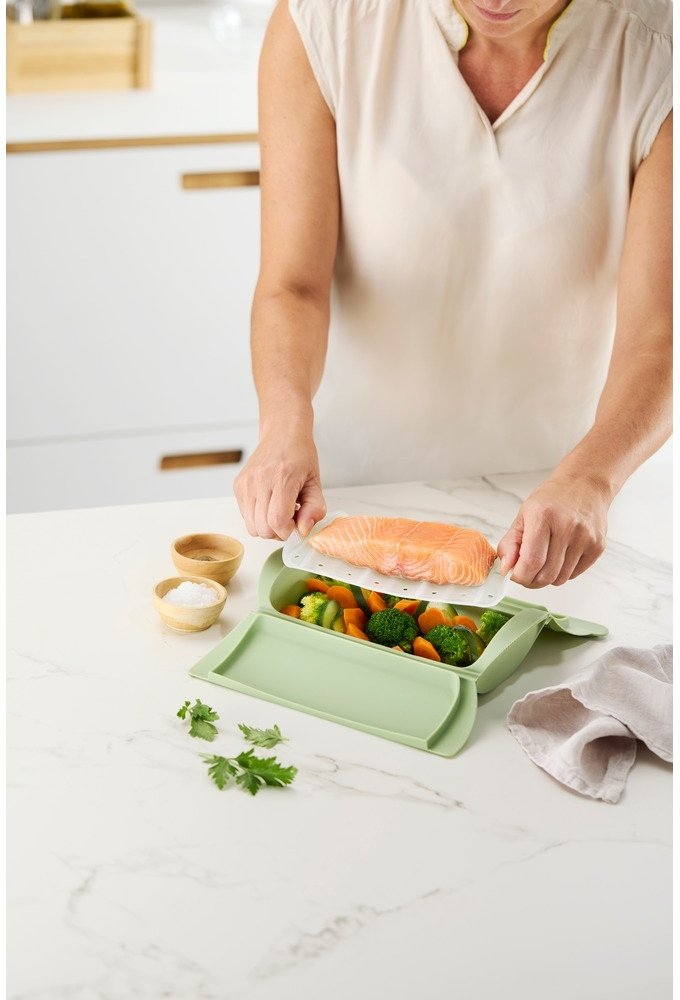 L�ku� Microwave Dampkoger m. Bakke 26x13,5 cm, Gr�n