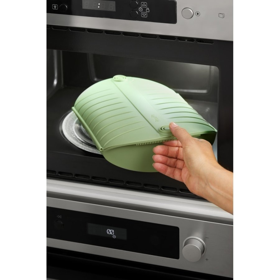 L�ku� Microwave Dampkoger m. Bakke 27,5x21 cm, Gr�n