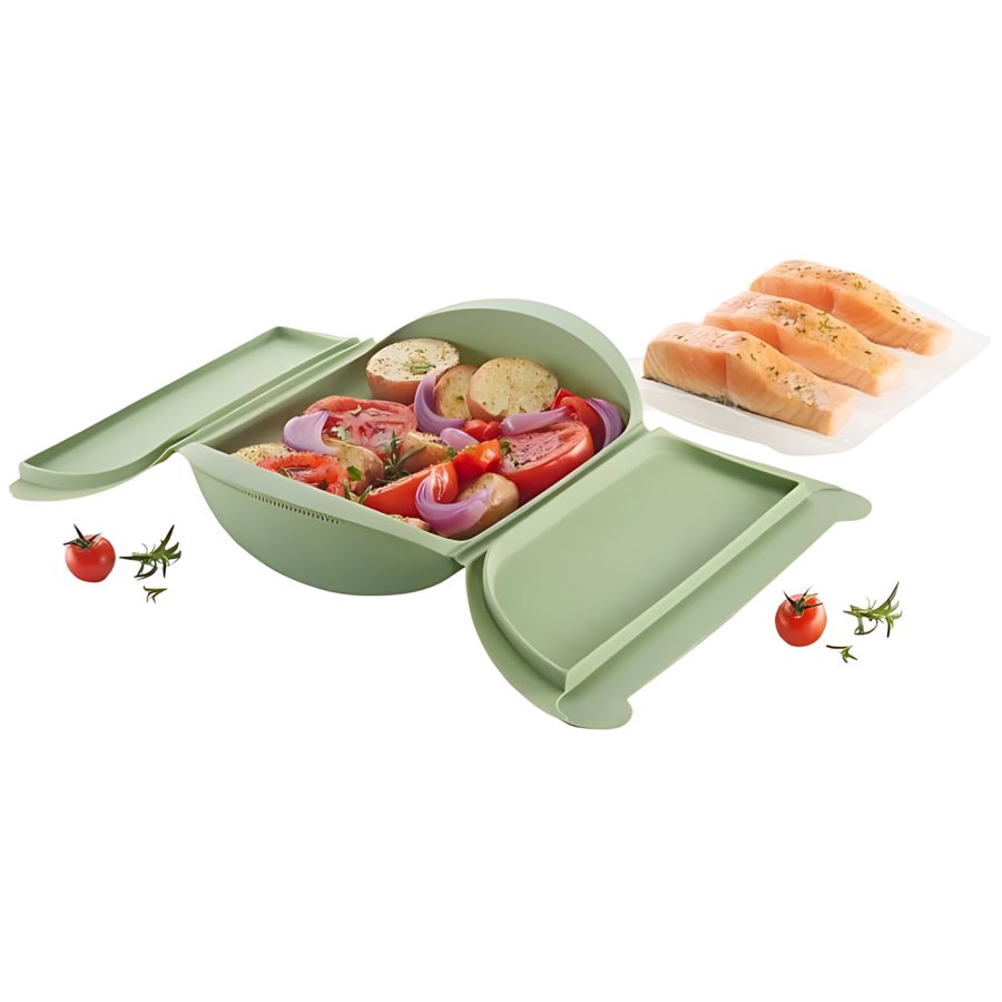 L�ku� Microwave Dampkoger m. Bakke 27,5x21 cm, Gr�n