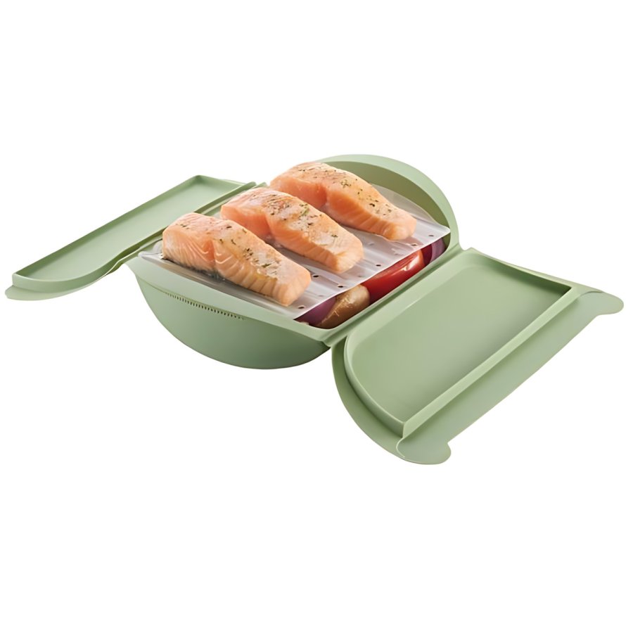 L�ku� Microwave Dampkoger m. Bakke 27,5x21 cm, Gr�n