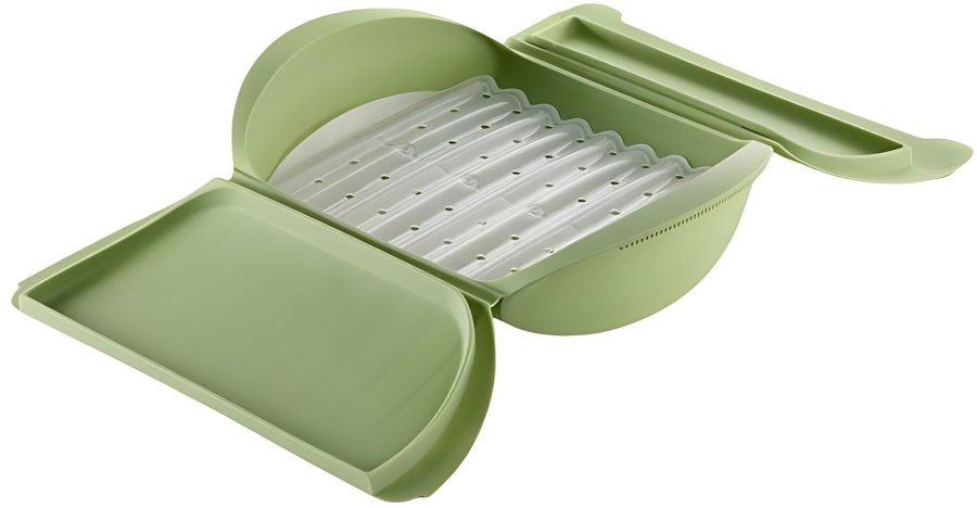 L�ku� Microwave Dampkoger m. Bakke 27,5x21 cm, Gr�n