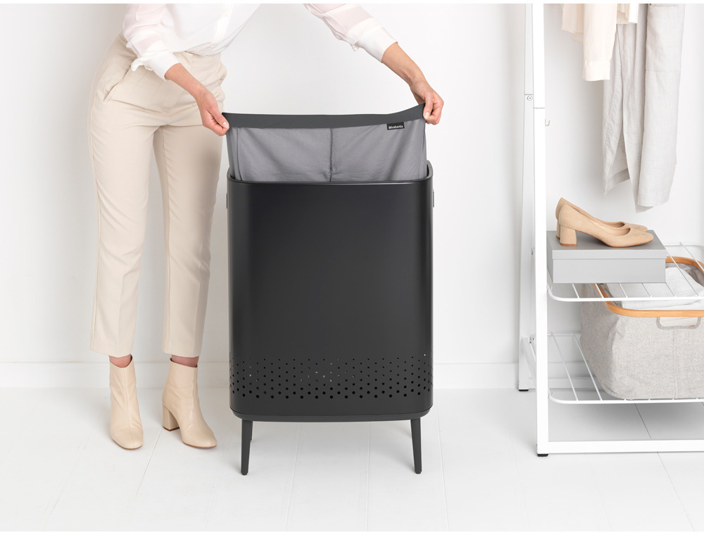 Brabantia BO Laundry Vasketøjskurv 2x45 L, Matt Black Vasketøjskurve