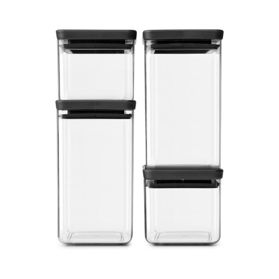 Brabantia Tasty+ Opbevaringsglas Stabelbare 4 stk., Mrkegr