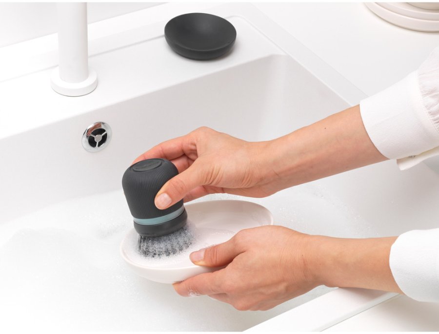 Brabantia Sink-Side Opvaskebrste m. Sbedispenser, Mrkegr